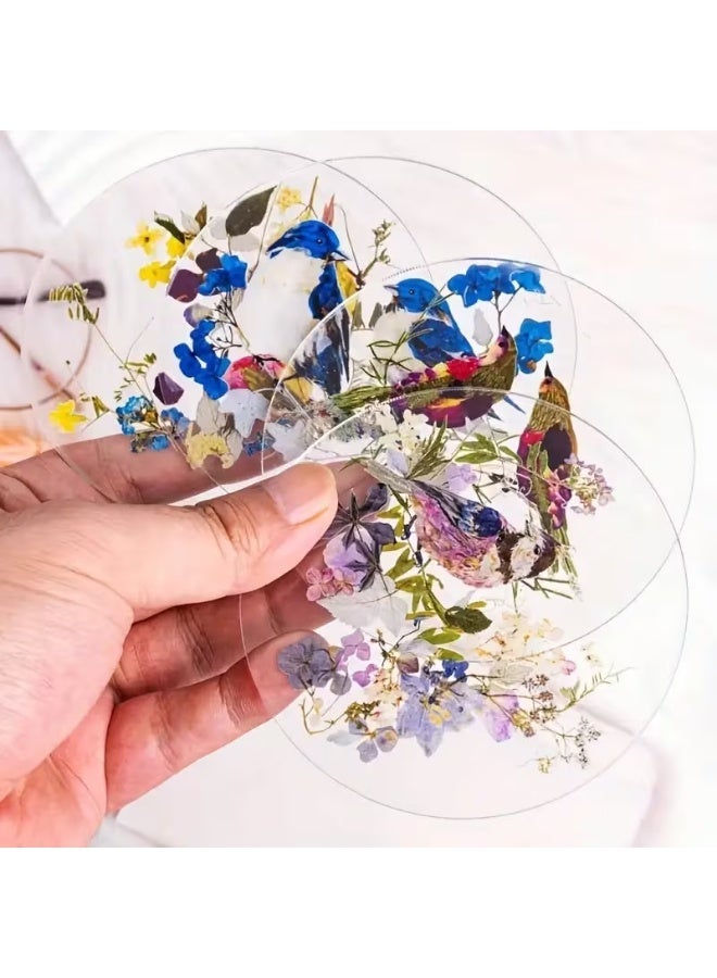 Ready For Chai طقم كوسترات أكريليك مسطحة 4 قطع، كوسترات خارجية ملونة مطبوعة، هدية زفاف عيد ميلاد عيد الأم، ديكور طاولة، تصميم فن الزهور البرية، نمط مسطح ثنائي الأبعاد، خيار عيد الميلاد، كوستر شاي، كوستر، حامل مزهرية طاولة، كوستر أنيق، طقم كوسترات، كوستر للمشروبات 4 قطع – تصميم زهور أنيق | كوسترات طاولة زخرفية للمنزل، المكتب والهدايا - Image 1